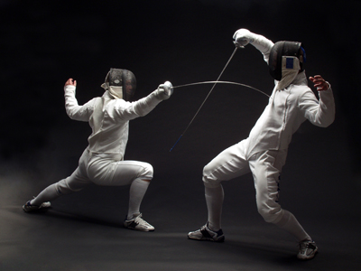 Fencing lunge and parry