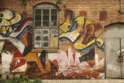 Building with graffiti