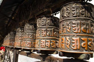 Buddhist prayer wheels